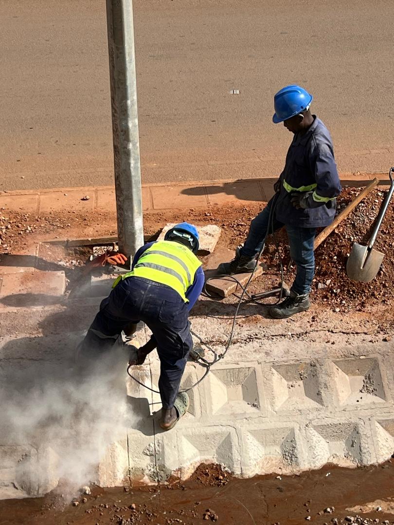 Site team working on drainage and pole foundation